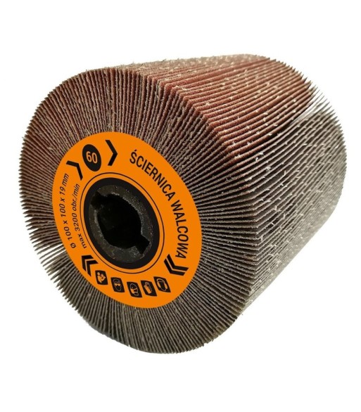 Ściernica walcowa listkowa  z płótna 100x100x19mm do zestawów ALU Satyniarka