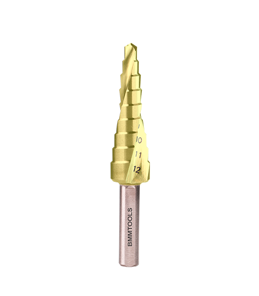 Wiertło wielostopniowe SPIRALNE 4-12 mm x 9 HSS TiN