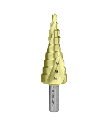 Wiertło wielostopniowe SPIRALNE 4-20 mm x 9 HSS TiN