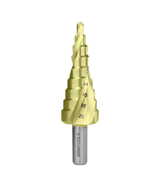 Wiertło wielostopniowe SPIRALNE 4-20 mm x 9 HSS TiN