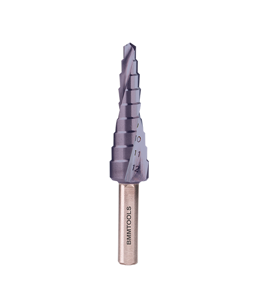 Wiertło wielostopniowe SPIRALNE 4-12 mm x 9 HSS TiAlN