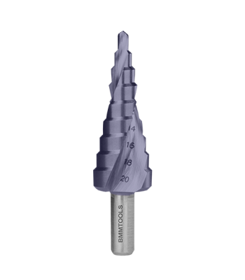 Wiertło wielostopniowe SPIRALNE 4-20 mm x 9 HSS TiAlN