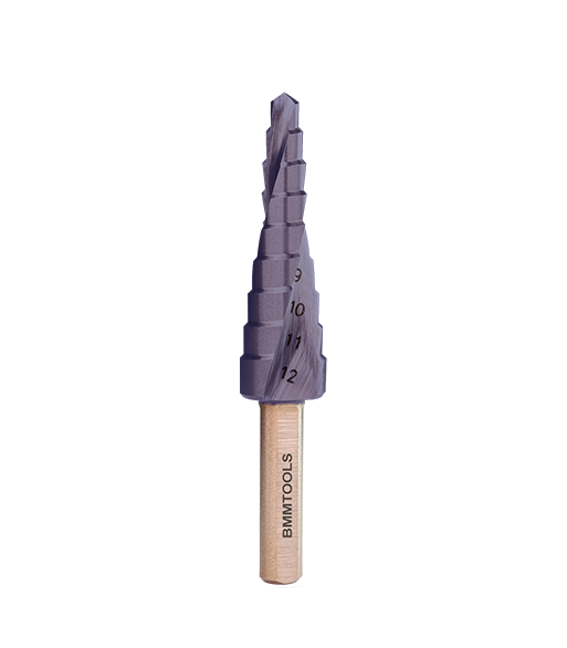 Wiertło wielostopniowe SPIRALNE 4-12 mm x 9 HSSCo5% TiAlN
