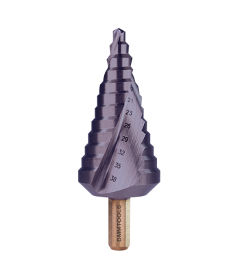 Wiertło wielostopniowe SPIRALNE 6-38 mm x12 HSSCo5% TiAlN