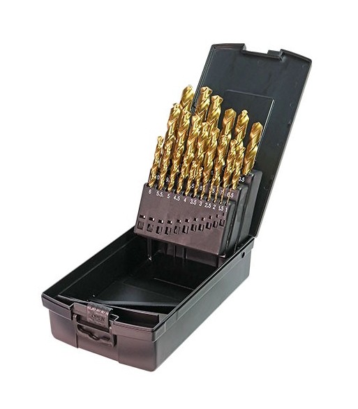 Zestaw HSS-G wiertła szlifowane TiN 25 szt Ø 1,0 – 13,0 x 0,5mm