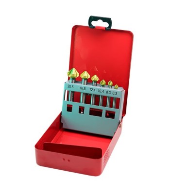 Zestaw pogłębiacze HSS DIN 335 6szt BMM RED TiN