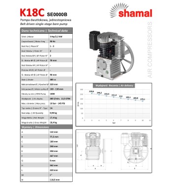 Agregat sprężarkowy shamal k18c 2.2-3 kw