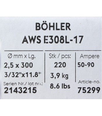 Bohler mma elektroda spawalnicza chromowo-niklowa 308l