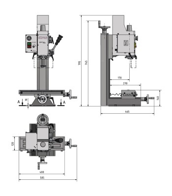 Frezarka Optimum OPTImill BF16 Vario / 230V / 1Ph Wiertarko-frezarka - www.toolsbook.eu