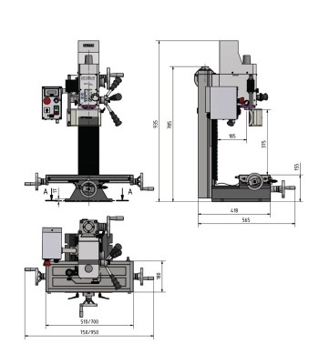 Frezarka Optimum OPTImill BF20L Vario / 230V / 1Ph Wiertarko-frezarka - www.toolsbook.eu