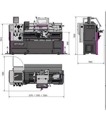 Tokarka Optimum OPTIturn TH4610 3Ph / 400V / 50Hz z DPA i SWH - www.toolsbook.eu