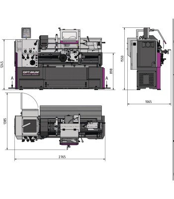 Tokarka Optimum OPTIturn TH4615V Vario 3Ph / 400V / 50Hz z DPA i SWH - www.toolsbook.eu