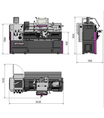 Tokarka Optimum OPTIturn TH5620V Vario 3Ph / 400V / 50Hz z DPA i SWH - www.toolsbook.eu