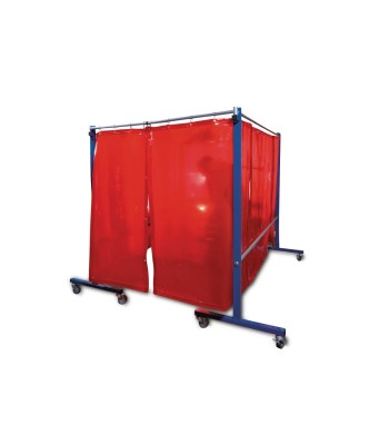 TransFlex parawan spawalniczy - czerwony 3700x1950 mm - ze stojakami - www.toolsbook.eu
