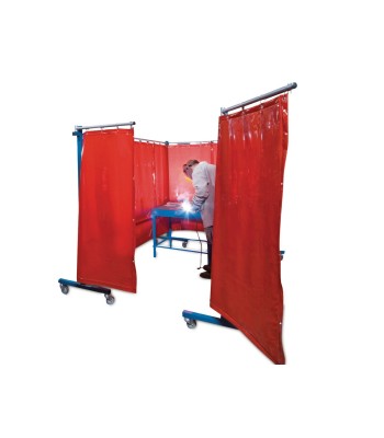 TransFlex parawan spawalniczy - czerwony 3700x1950 mm - ze stojakami - www.toolsbook.eu