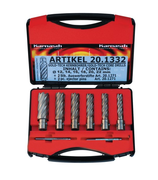 Zestaw wierteł rdzeniowych Gold-Line 55mm Ø14/16/18/20/22/26mm - www.toolsbook.eu