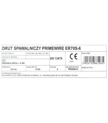 PrimeWire MAG drut spawalniczy ER70S-6 G3Si1 SG2 0.6mm 15kg S300 szpula plastykowa.