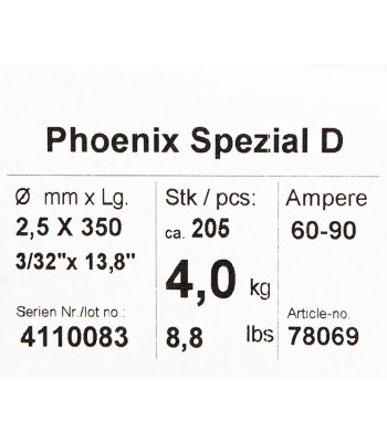 Bohler MMA elektroda spawalnicza zasadowa Phoenix SPEZIAL D 2.5x350/4.0paczka/16.0karton (cena za 1 paczkê)
