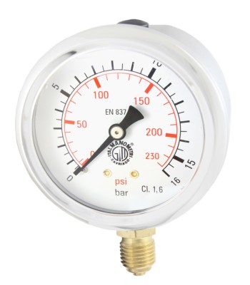 Manometr 63mm GLICERYNA 1/4" dolny 16bar