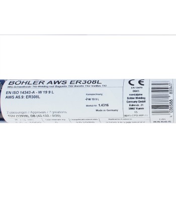 Bohler TIG drut spawalniczy pręt TIG 308L chromowo-niklowy 1.6x1000/opk. 5kg (cena za 1kg) (85565) - www.toolsbook.eu