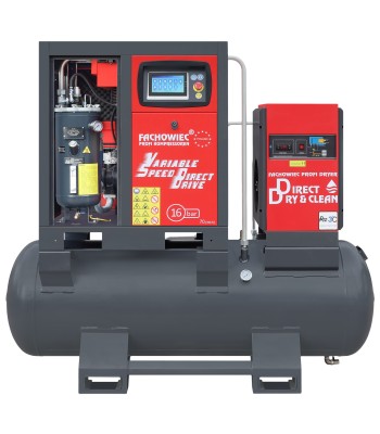 Sprężarka śrubowa ARROW II VSD 15 kW/500 710-1100 l/min. 16 Bar zestaw na zbiorniku poziomym 500L+ osuszacz + filtry ISO 8573-1 