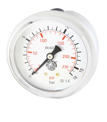 Manometr 63mm GLICERYNA 1/4" TYLNY 16bar (MG6316T) - www.toolsbook.eu