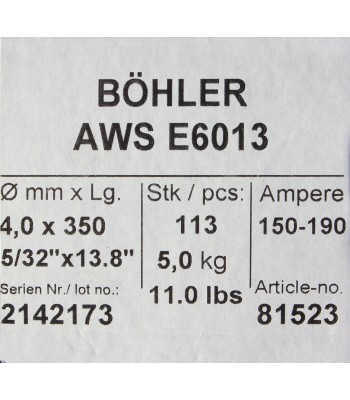 Bohler MMA elektroda spawalnicza rutylowo-celulozowa E6013 RC 4.0x350/5.0paczka/20.0karton (cena za 1 paczkę) (78081523) - www.t
