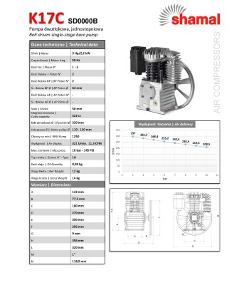 Agregat sprężarkowy SHAMAL K17C 2.2 kW (K17) - www.toolsbook.eu