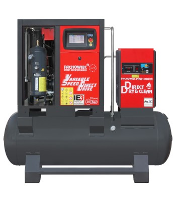 Sprężarka śrubowa ARROW II VSD 15 kW/500 720-1800 l/min. 10 Bar zestaw na zbiorniku poziomym 500L + osuszacz + filtry ISO 8573-1