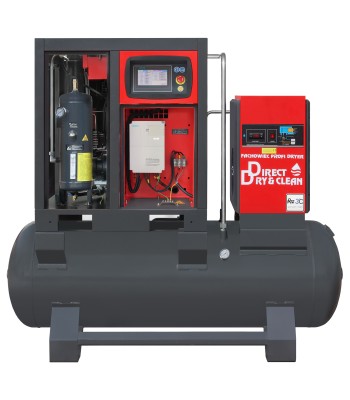 Sprężarka śrubowa ARROW II VSD 15 kW/500 720-1800 l/min. 10 Bar zestaw na zbiorniku poziomym 500L + osuszacz + filtry ISO 8573-1