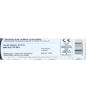 Bohler TIG drut spawalniczy pręt TIG 308L chromowo-niklowy 1.0x1000/opk. 5kg (cena za 1kg) (40677) - www.toolsbook.eu