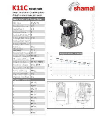 Agregat sprężarkowy SHAMAL K11C 1.5 kW (K11) - www.toolsbook.eu