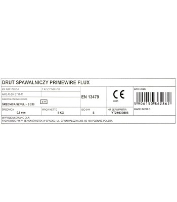 PrimeWire FCAW (SS) Samoosłonowy drut spawalniczy E71T-GS 0.8mm 5kg S200 szpula plastykowa. (M100805) - www.toolsbook.eu