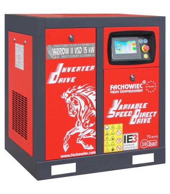 Sprężarka śrubowa Profi Kompressoren ARROW II 15 kW VSD 720-1800 l/min 10 bar 400V napęd bezpośredni (ARROW15VSD) - www.toolsboo