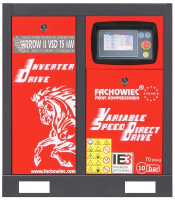 Sprężarka śrubowa Profi Kompressoren ARROW II 15 kW VSD 720-1800 l/min 10 bar 400V napęd bezpośredni (ARROW15VSD) - www.toolsboo