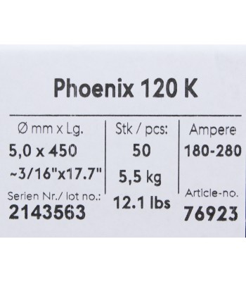 Bohler MMA elektroda spawalnicza zasadowa Phoenix 120K B 5.0x450/5.5paczka/22.0karton (cena za 1 paczkę) (76923) - www.toolsbook