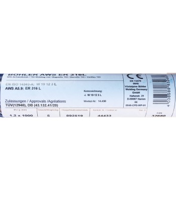 Bohler TIG drut spawalniczy pręt TIG 316L chromowo-niklowy 1.2x1000/opk. 5kg (cena za 1kg) (32680) - www.toolsbook.eu