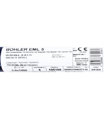 Bohler TIG drut spawalniczy pręt EML5/W2Si/ER70S-3 stal niskostopowa 3.0x1000/opk. 5kg (cena za 1kg) (78034164) - www.toolsbook.