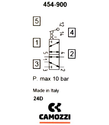 Zawór CAMOZZI 123-454-900 5/2 bistabilny 1/4" dźwignia (123-454-900) - www.toolsbook.eu