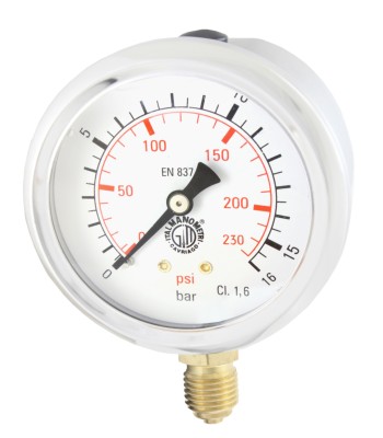 Manometr 63mm GLICERYNA 1/4" dolny 16bar (MG6316D) - www.toolsbook.eu