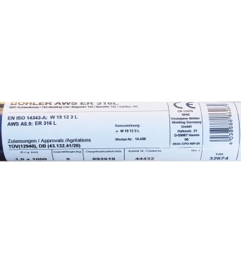 Bohler TIG drut spawalniczy pręt TIG 316L chromowo-niklowy 1.0x1000/opk. 5kg (cena za 1kg) (32674) - www.toolsbook.eu
