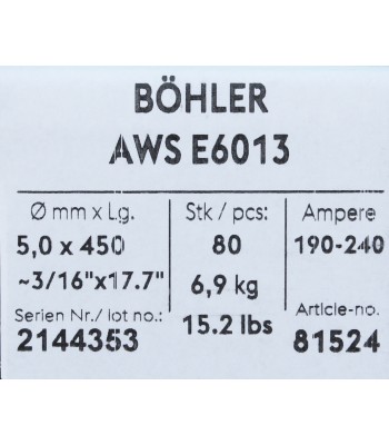 Bohler MMA elektroda spawalnicza rutylowo-celulozowa E6013 RC 5.0x450/6.9paczka/27.6karton (cena za 1 paczkę) (78081524) - www.t