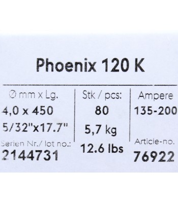Bohler MMA elektroda spawalnicza zasadowa Phoenix 120K B 4.0x450/5.7paczka/22.8karton (cena za 1 paczkę) (76922) - www.toolsbook