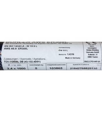 Bohler TIG drut spawalniczy pręt TIG 308L chromowo-niklowy 2.4x1000/opk. 5kg (cena za 1kg) (85566) - www.toolsbook.eu
