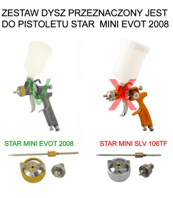 Zestaw dysz do pistoletu lakierniczego STAR MINI LVLP* 0.8mm GOLD EVO-T 2008 (EVO-T-106T-08G) - www.toolsbook.eu