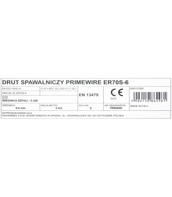 PrimeWire MAG drut spawalniczy ER70S-6 G3Si1 SG2 0.6mm 5kg S200 szpula plastykowa. (M200605) - www.toolsbook.eu