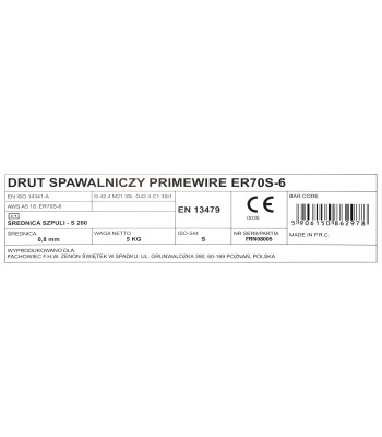 PrimeWire MAG drut spawalniczy ER70S-6 G3Si1 SG2 0.8mm 5kg S200 szpula plastykowa. (M200805) - www.toolsbook.eu