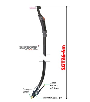 TIG UCHWYT SUREGRIP SGT26 FLEX PKG X 4m JET TIG ORYGINAL (SGT26FX-4KH-12-SL-GS4-WS16J7TQ BAG) - www.toolsbook.eu
