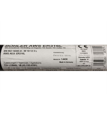 Bohler TIG drut spawalniczy prêt TIG 316L chromowo-niklowy 2.0x1000/opk. 5kg (cena za 1kg)