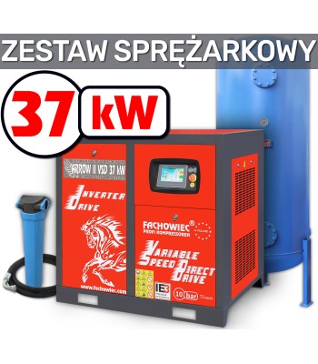 ARROW II sprężarka śrubowa VSD 37 kW 2040-5600 l/min. 10bar + zbiornik 1000l + separator (AV3710)